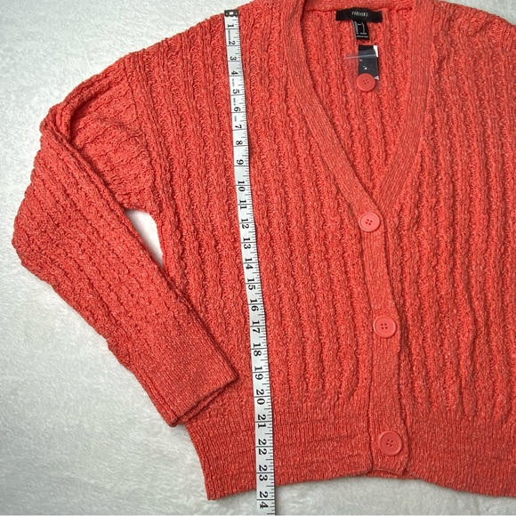 Forever 21 Cardigan Sweater Sz L orange - Picture 6 of 7